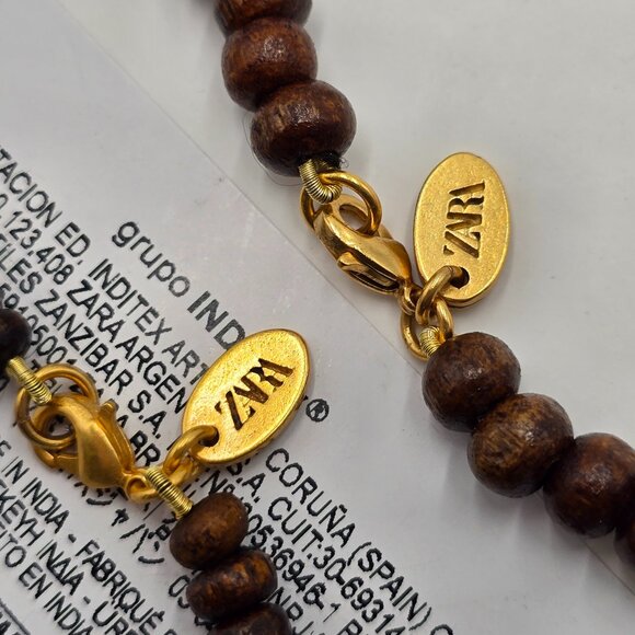 Zara - Wooden & Gold Beaded Necklaces - NWT - Picture 5 of 13